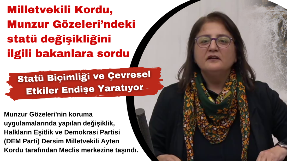 Milletvekili Kordu, Munzur Gözeleri’ndeki statü değişikliğini ilgili bakanlara sordu